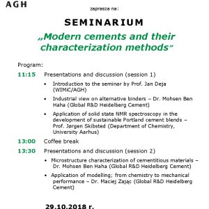 SEMINARIUM „Modern Cements and their Characterization Methods”