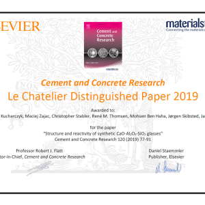 Nagroda “Cement and Concrete Research le Chatelier distinguished paper”